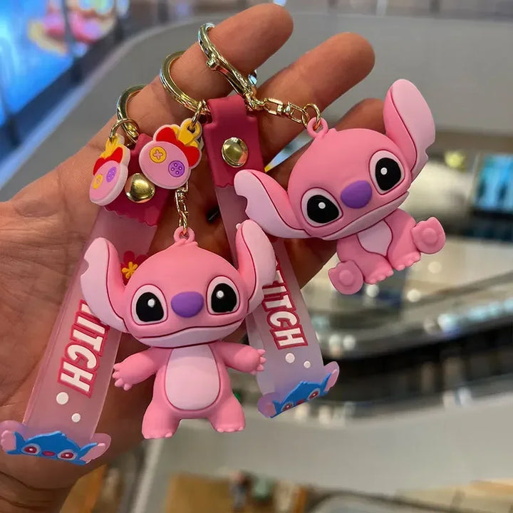 Stitch & Angel Charm – Cute Silicone Keychain